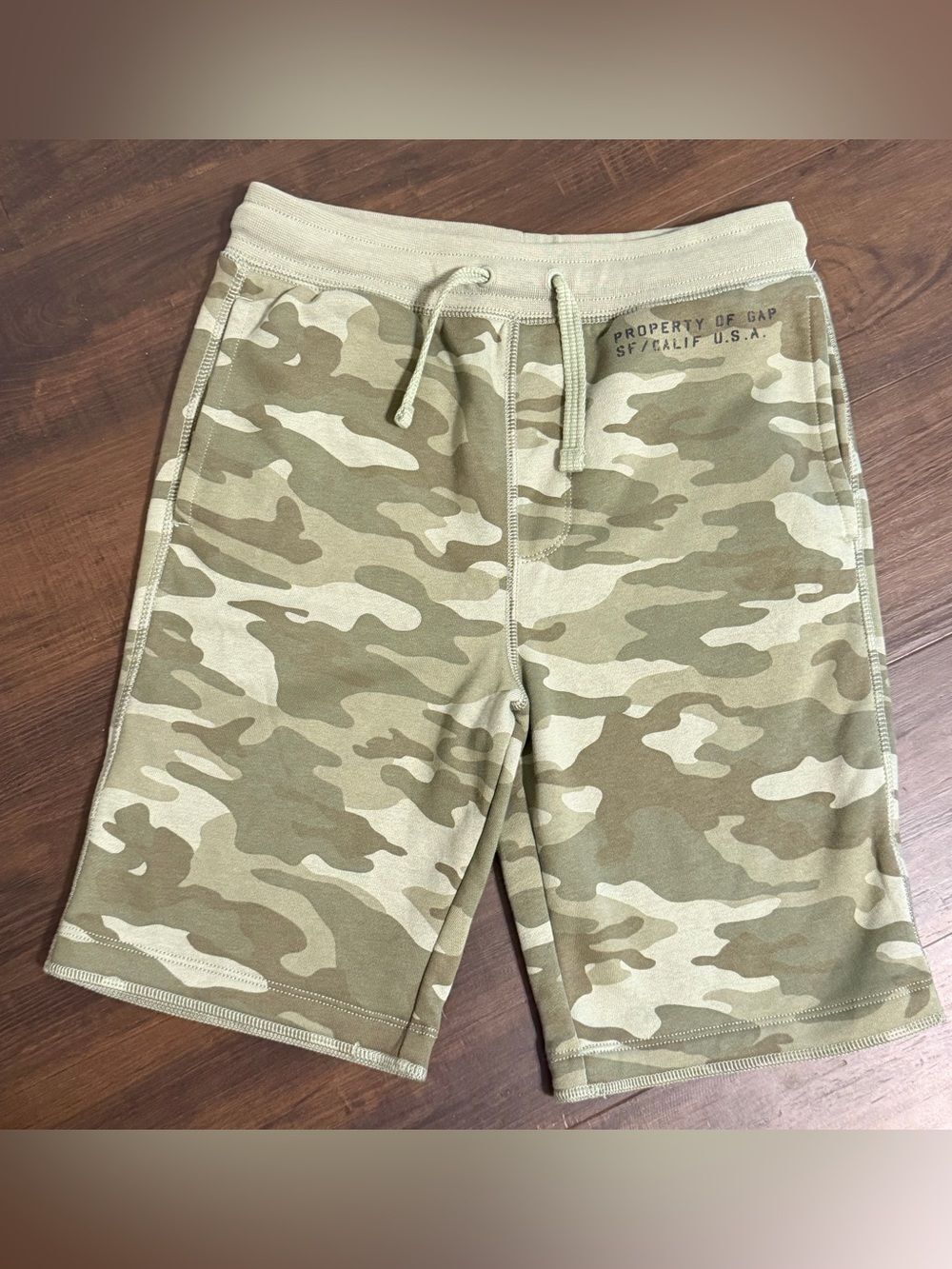GAP Kids Boys XL 12 Camo Sweat Shorts Drawstring Green Military